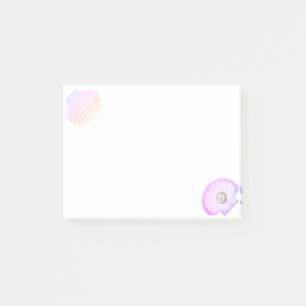 Austernschale mit Perle auf weißem Hintergrund Post-it Klebezettel