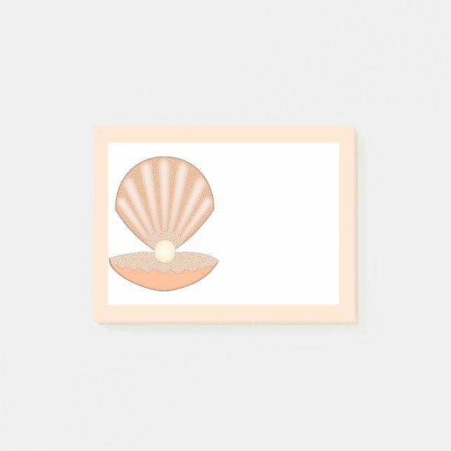 Austernschale und Perle geschlechtsneutral Post-it Klebezettel (Vorderseite)