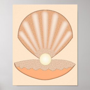 Austernschale und Perle Geschlechtsneutral Poster