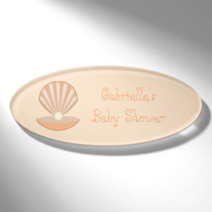 Austernschale und Perle geschlechtsneutrale Babypa Namenschild