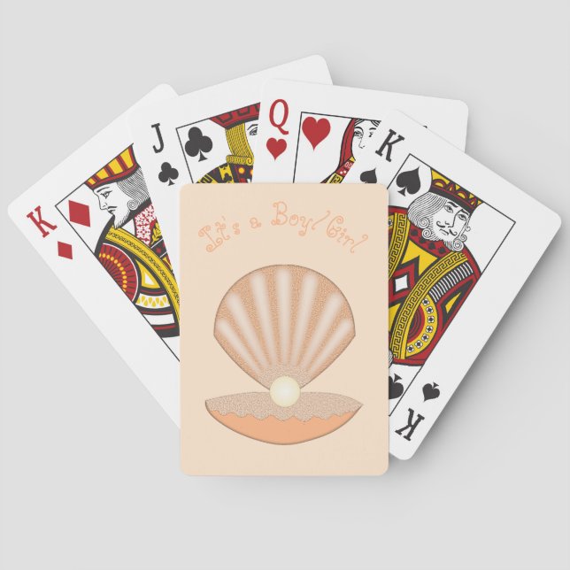 Austernschale und Perle geschlechtsneutrales Maßge Spielkarten (Rückseite)