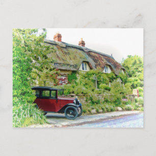 Austin 7 außerhalb einer Hütte Postkarte