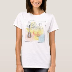 Austin, Aquarell-Skizze Texas T-Shirt
