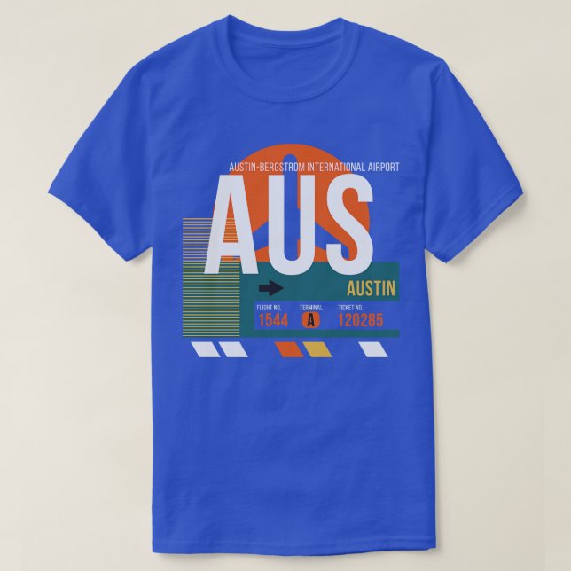 Austin AUS Airport Code Gepäcktag T-Shirt (Design vorne)