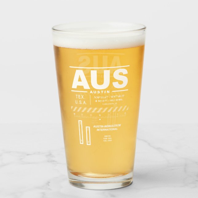 Austin-Bergstrom Internationaler Flughafen AUS Glas (Vorne (Gefüllt))