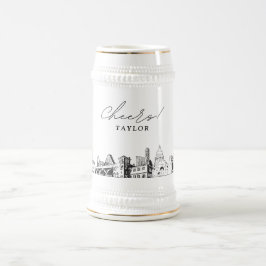 Austin Brautparty Gift Skyline Personalisiert Bierglas