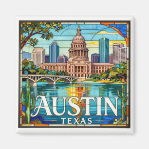 Austin Buntglas Himmel und See Kunstwerk 🌵 Magnet