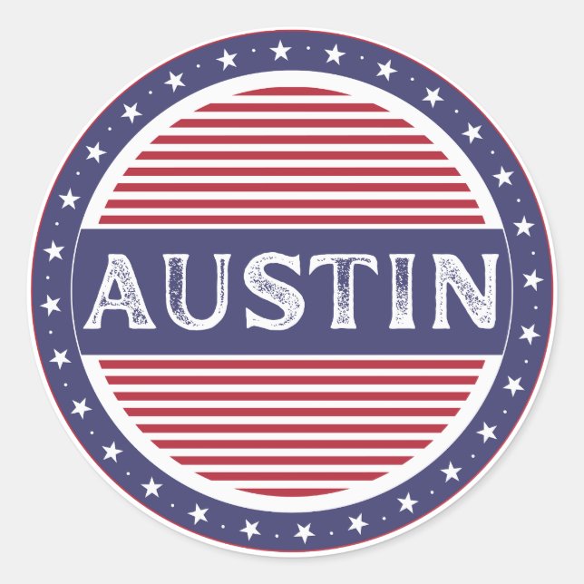 Austin City Pride Emblem – American Identity Runder Aufkleber (Vorderseite)