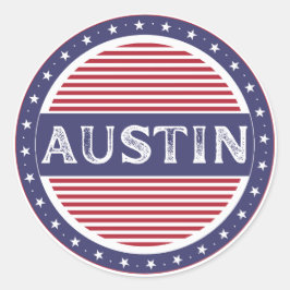 Austin City Pride Emblem – Amerikanische Identität Runder Aufkleber