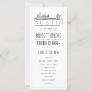 Austin City Stylized Skyline Hochzeitsprogramm