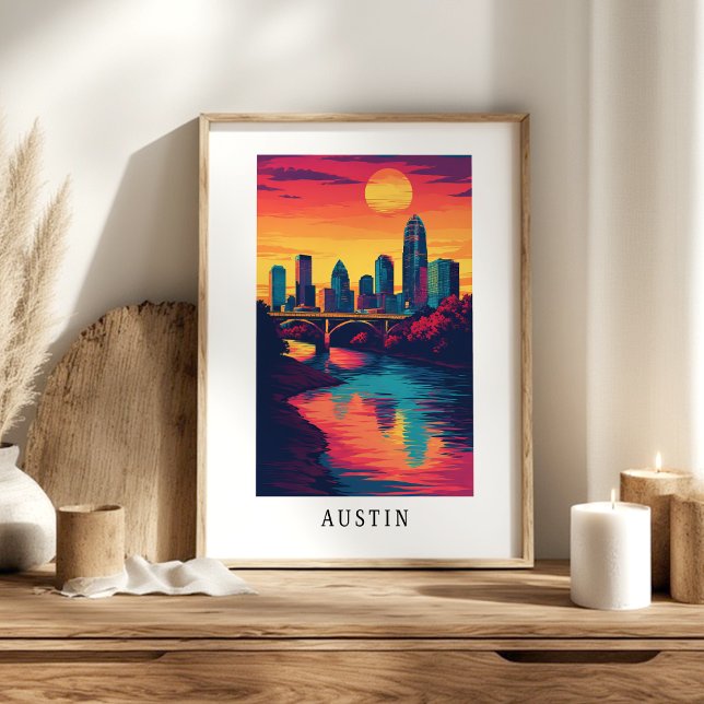 Austin City Sunset Skyline Poster (Von Creator hochgeladen)