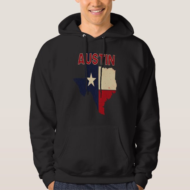 Austin City Texas Texan Flag Map Hoodie (Vorderseite)