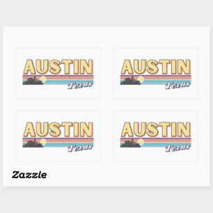 Austin City Texas Vintage Bedrucktes Retro Streife Rechteckiger Aufkleber