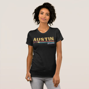 Austin City Texas Vintagen gestresste Retro Streif T-Shirt
