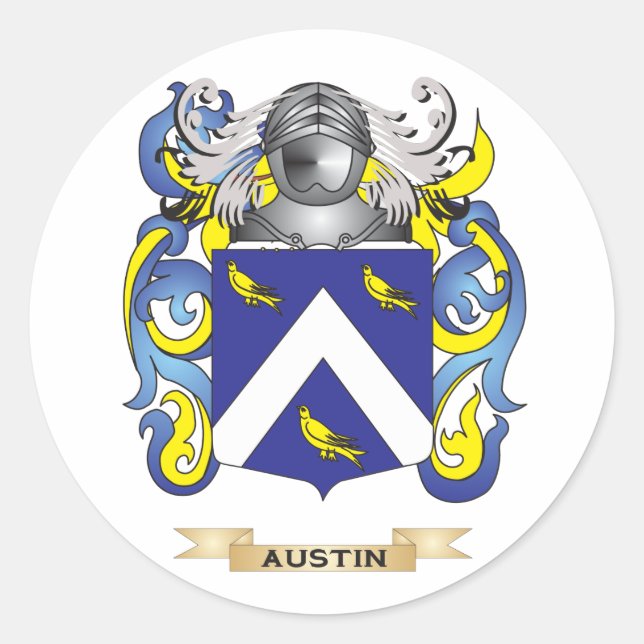 Austin Coat of Arms (Familienwappen) Runder Aufkleber (Vorderseite)