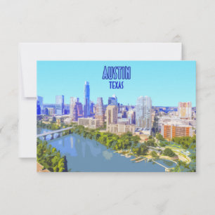 Austin Downtown Texas Vintag Flat Card