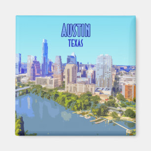 Austin Downtown Texas Vintag Magnet