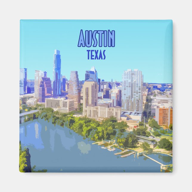 Austin Downtown Texas Vintag Magnet (Vorne)