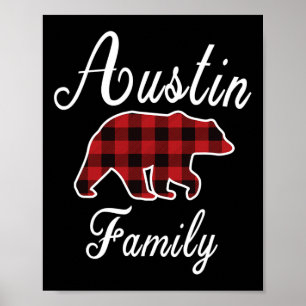 Austin Family Bear Red Kariert Christmas Pajama Me Poster