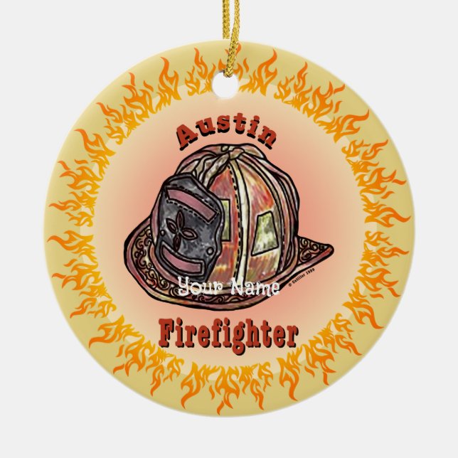 Austin Firefighter Keramik Ornament (Vorne)