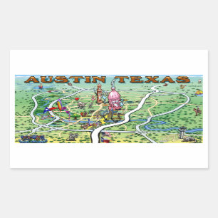 Austin Fun Map Rechteckiger Aufkleber
