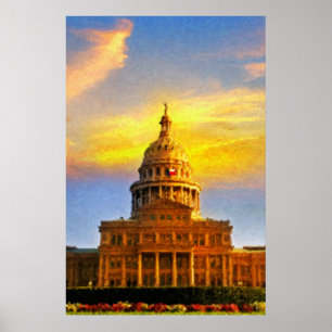Austin-Hauptstadts-Sonnenuntergang-Druck Poster