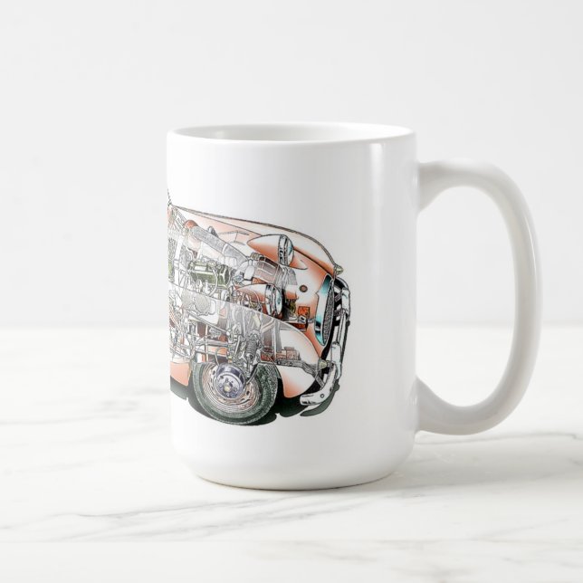 Austin Healey Bugeye Schneiden zeichnend Kaffeetasse (Rechts)