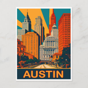 Austin in lebendigen Farben, Reise Postkarte