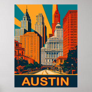 Austin in lebhaften Farben, Reisen Poster