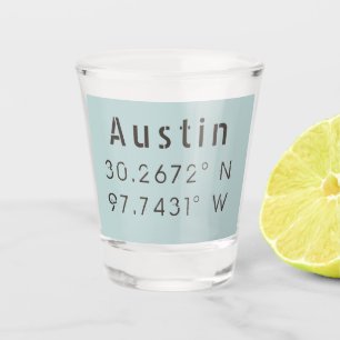 Austin Latitude Longitude Schnapsglas