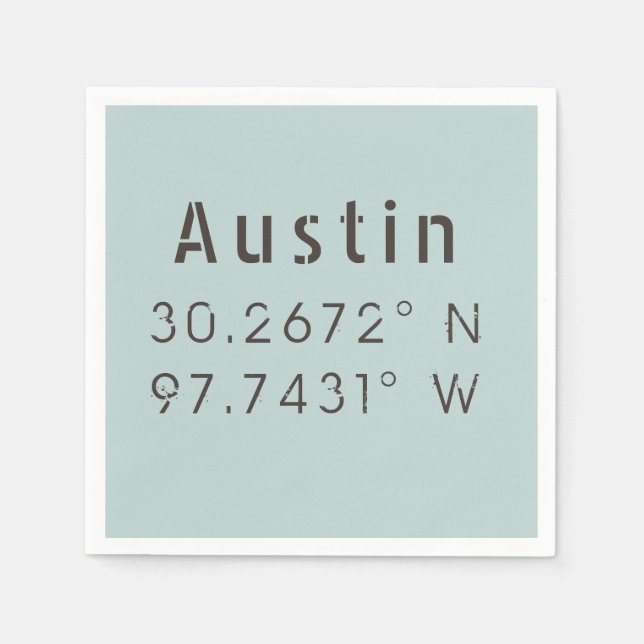 Austin Latitude Longitude Serviette (Vorderseite)