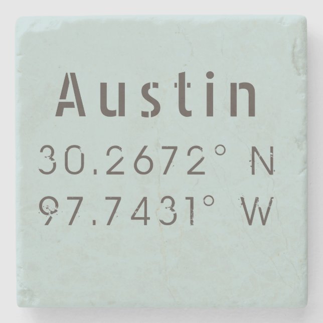 Austin Latitude Longitude Steinuntersetzer (Vorderseite)