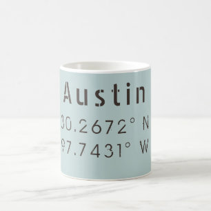 Austin Latitude und Länge Kaffeetasse
