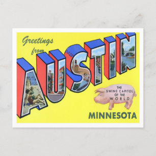 Austin, Minnesota Vintage-Großbuchstaben-Postkarte Postkarte