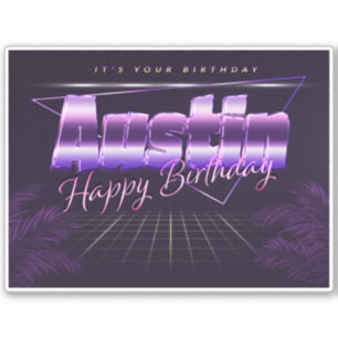 Austin Name Vorname lila retro Sticker Geburtstag