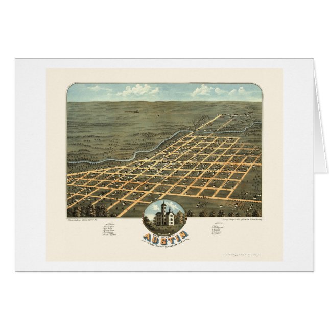 Austin, panoramische Karte Mangans - 1870 (Vorderseite (Horizontal))