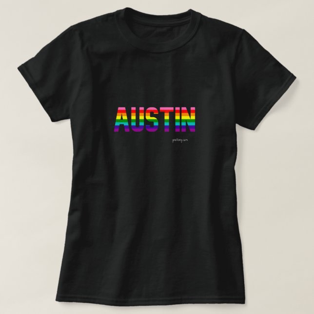 Austin Pride T Shirt W. | Regenbogenflagge (Design vorne)