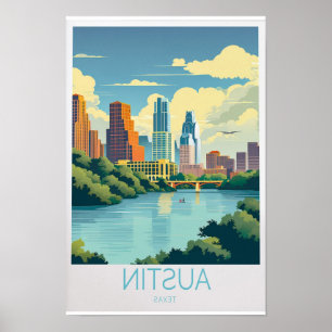 Austin Reiseplakat - Austin Texas Wandkunst für T Poster