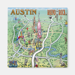 Austin Round Rock Texas Fun Karte Magnet