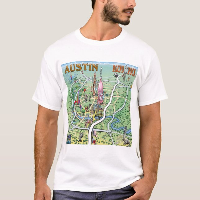 Austin Round Rock Texas Fun Karte T-Shirt (Vorderseite)