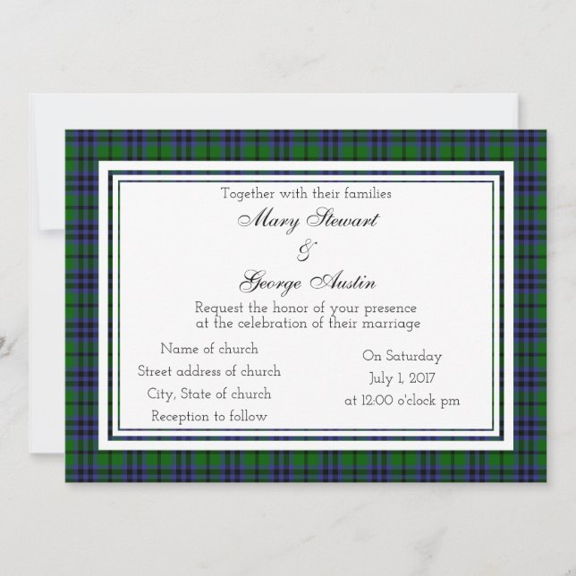 Austin Scottish Wedding Einladung (Vorderseite)