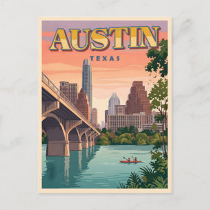 Austin-Silhouette bei Sonnenuntergang – Texas-Stad Postkarte