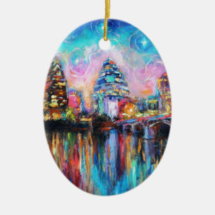 Austin-Skyline an den NachtStadtbild Keramikornament