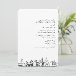 Austin Skyline Hochzeit in Urlaubsort Einladung