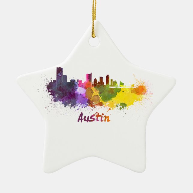 Austin skyline im Watercolor Keramikornament (Vorne)