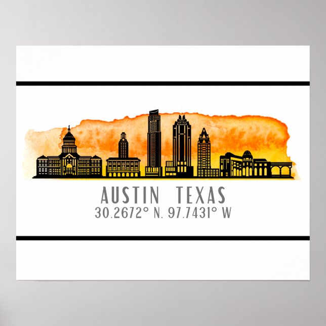 Austin Skyline Latitude Poster (Vorne)