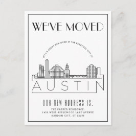 Austin Skyline Modern Deko | Änderung der Anschri Ankündigungspostkarte