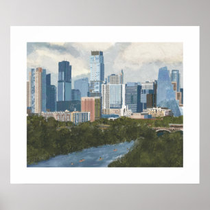 Austin Skyline Painted Art Print Poster