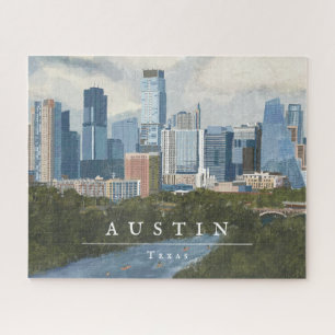 Austin Skyline Painted Art Print Puzzle