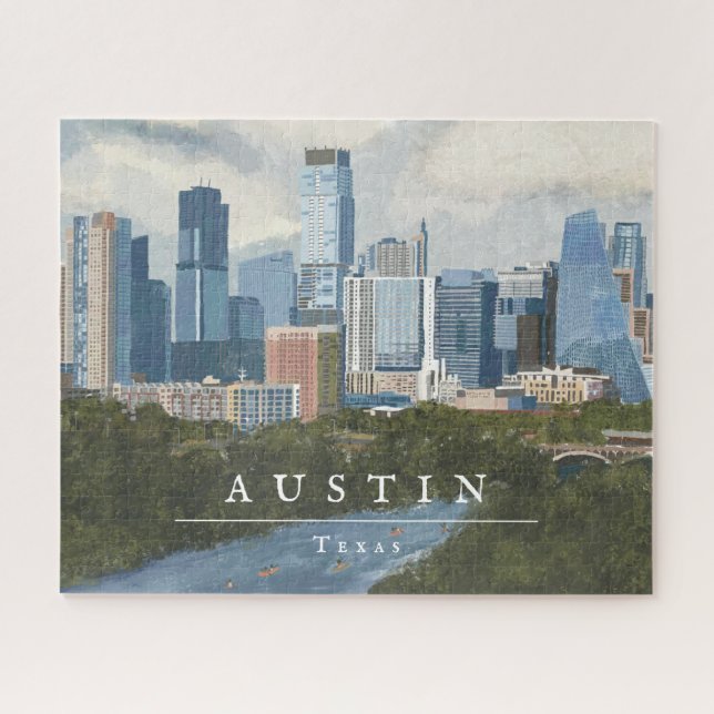 Austin Skyline Painted Art Print Puzzle (Horizontal)